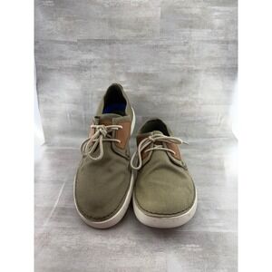 Clarks Collection Men Olive Green Canvas Leather Trim Sneakers Sz 11M